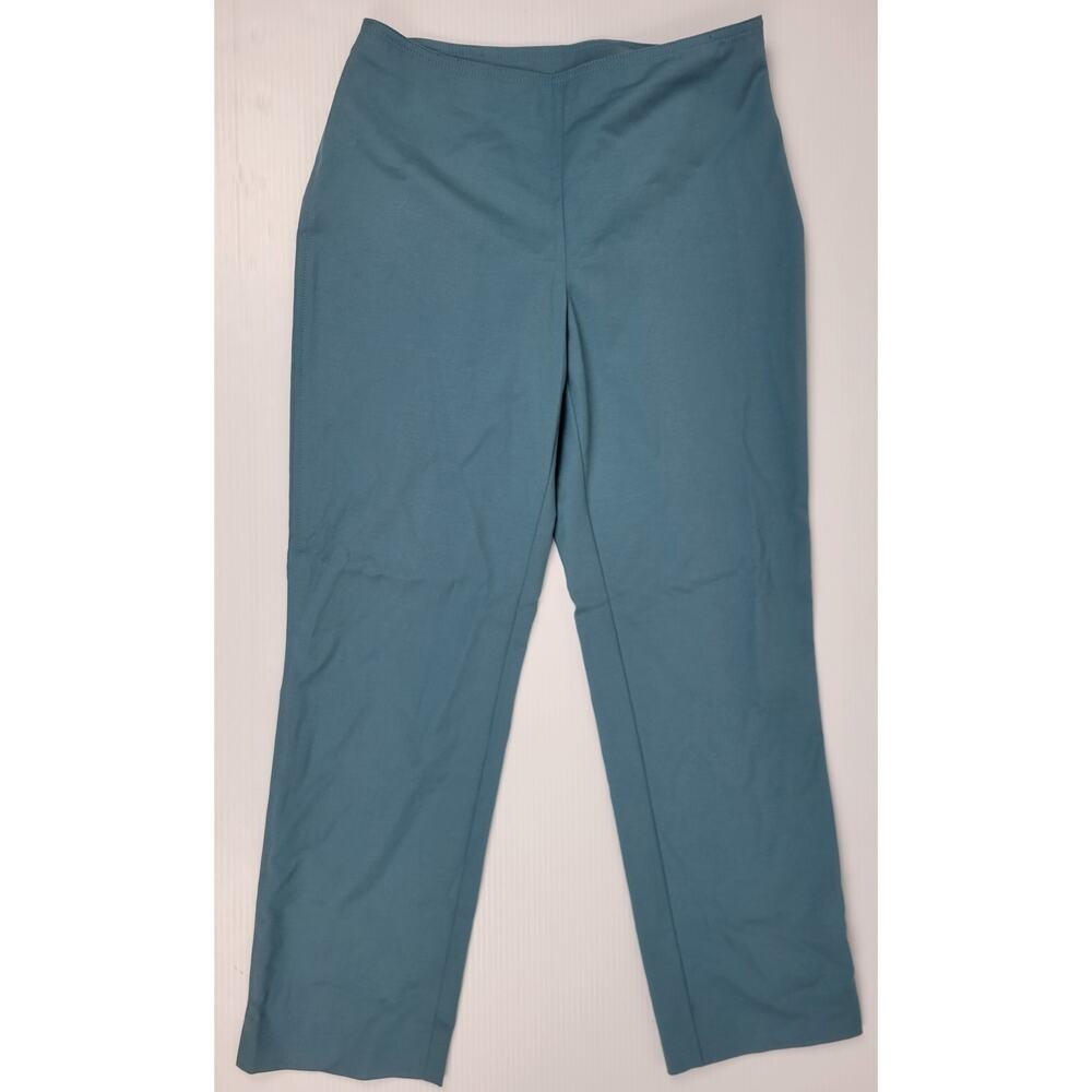 St. John 2 Teal Green Side Zipper Pull On Career Ankle Preppy Workwear Pants